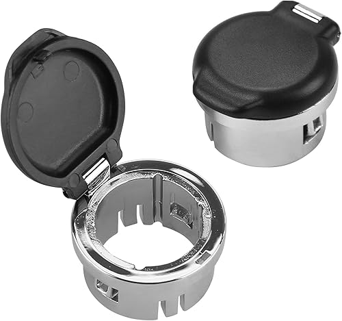 Juego de 2 tapas de enchufe de repuesto cromadas de 12 V, para salpicadero, encendedor de cigarrillos, compatible con 2007-2013 Silver-ado Sier-ra