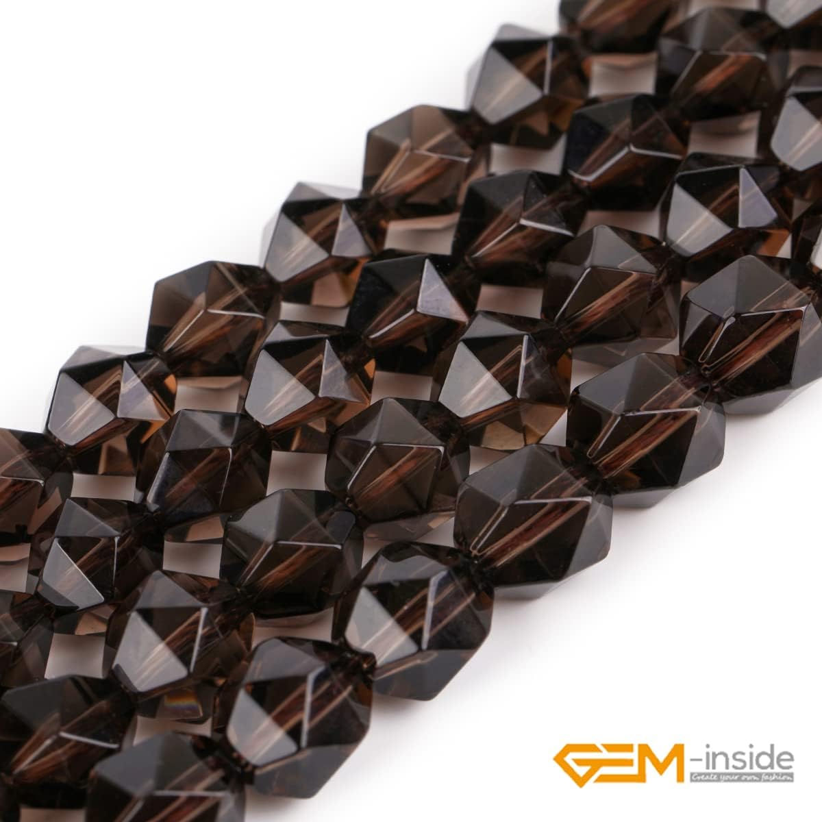 GEM-Inside Natural 8mm Smoky Quartz Gemstone Loose Beads Faceted Cambay Crystal Energy Stone Power for Jewelry Making 15" - Image 3