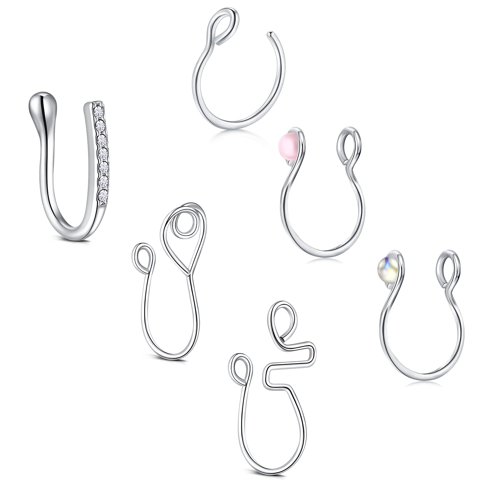 D.Bella Piercing falso para el septum, no perforado, para mujer y hombre