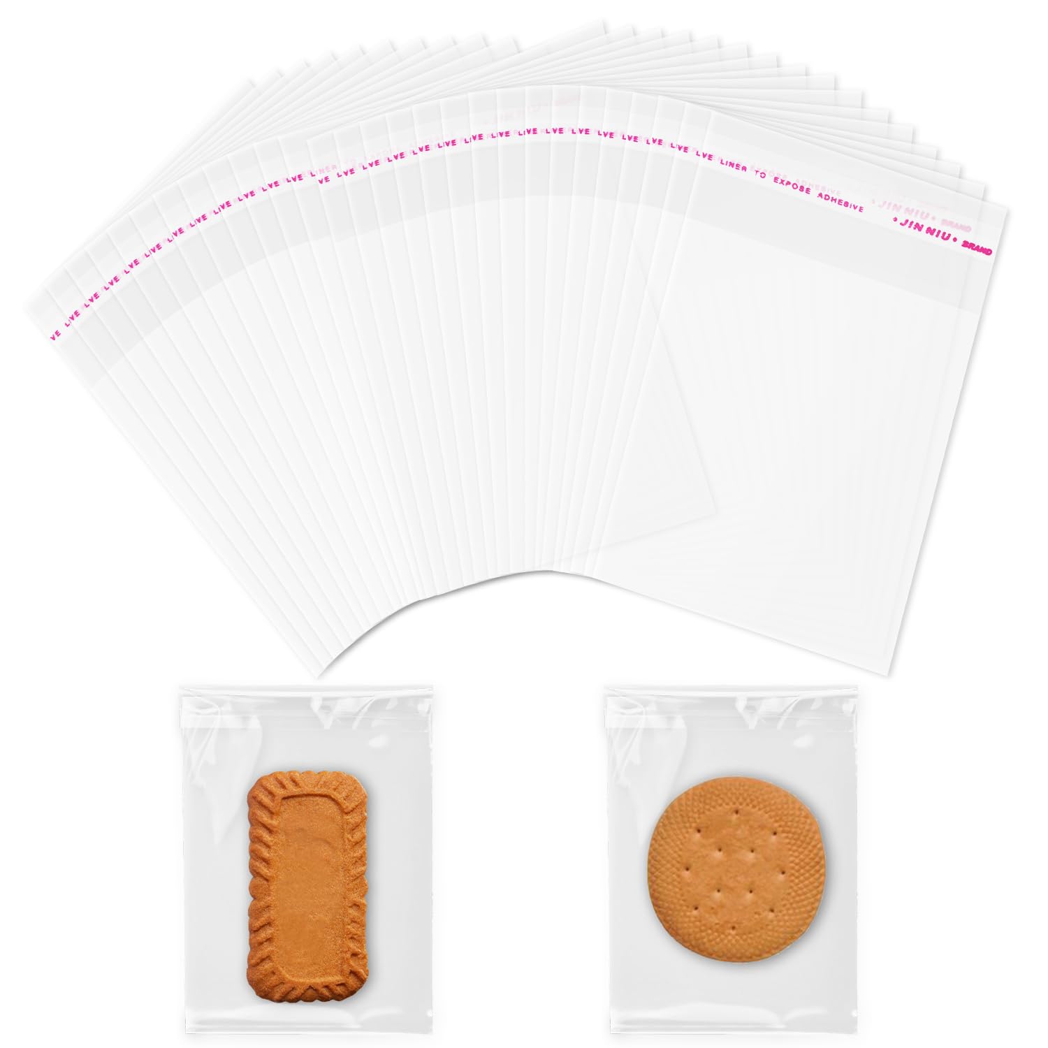 Cellophane Bags, 100 Pcs Resealable Clear Cellophane Bags Self-Adhesive Transparent Sweet Bags for Cookie, Sweet, Jewelry, Gifts Packaging (12x8cm/4.72x3.15inch) — image 1