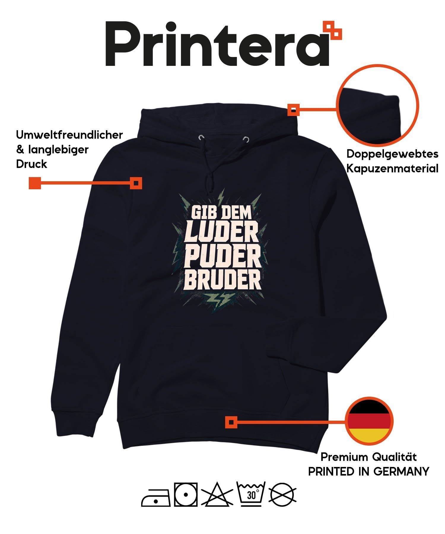Gib dem Luder Puder Bruder Statement bluza z kapturem