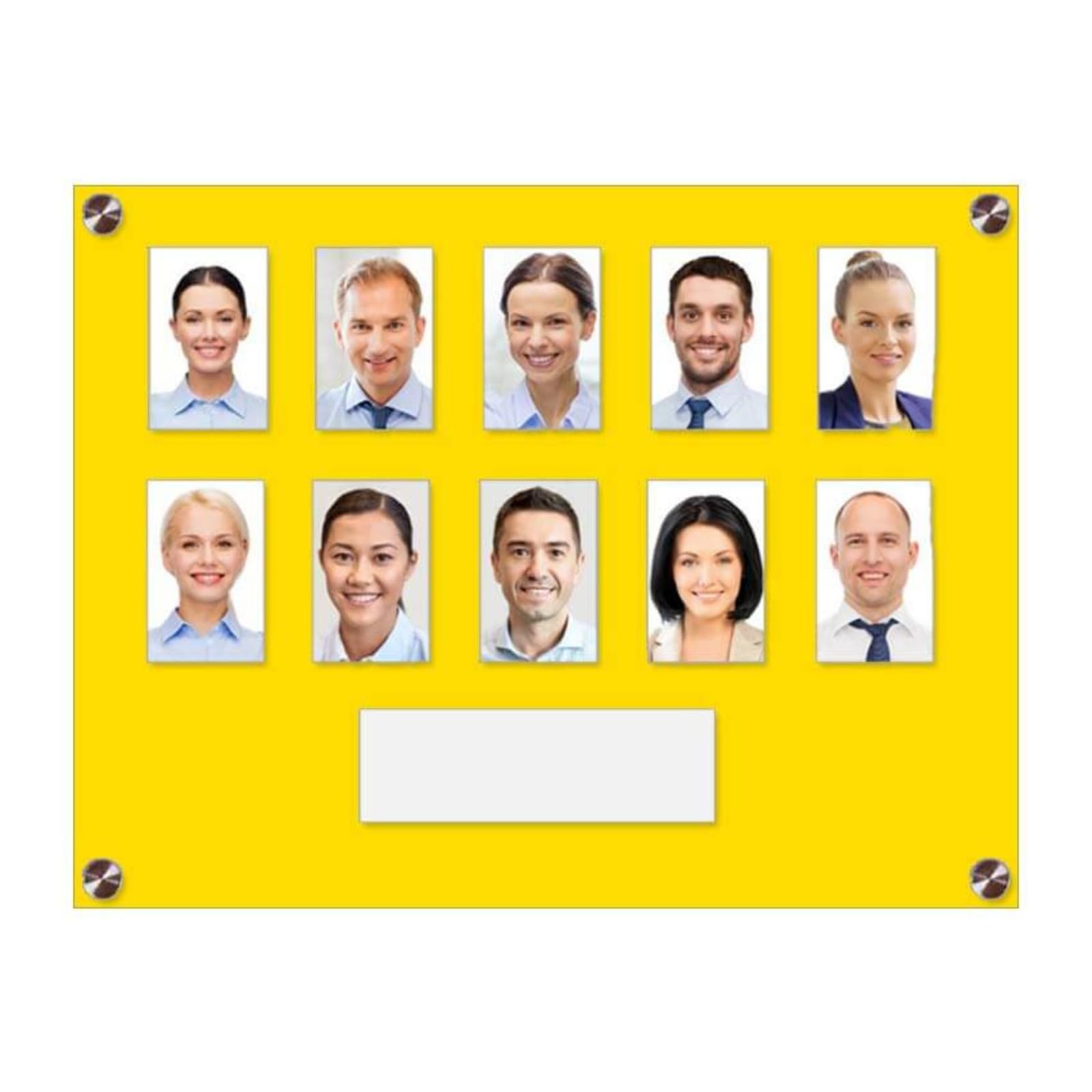Get Acrylic Photo Frames - Yellow 10 Pocket Image Staff, Student, Employee Display Board With Pocket Header. 308mm Height x 400mm Width (30.8cm x 40cm)