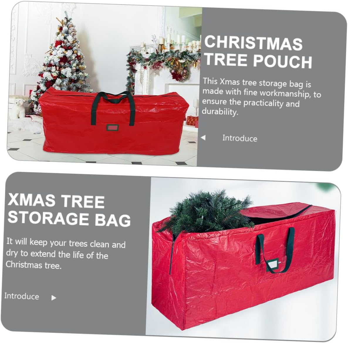 Christmas Tree Storage Bag Xmas Waterproof Zippered Red Handles