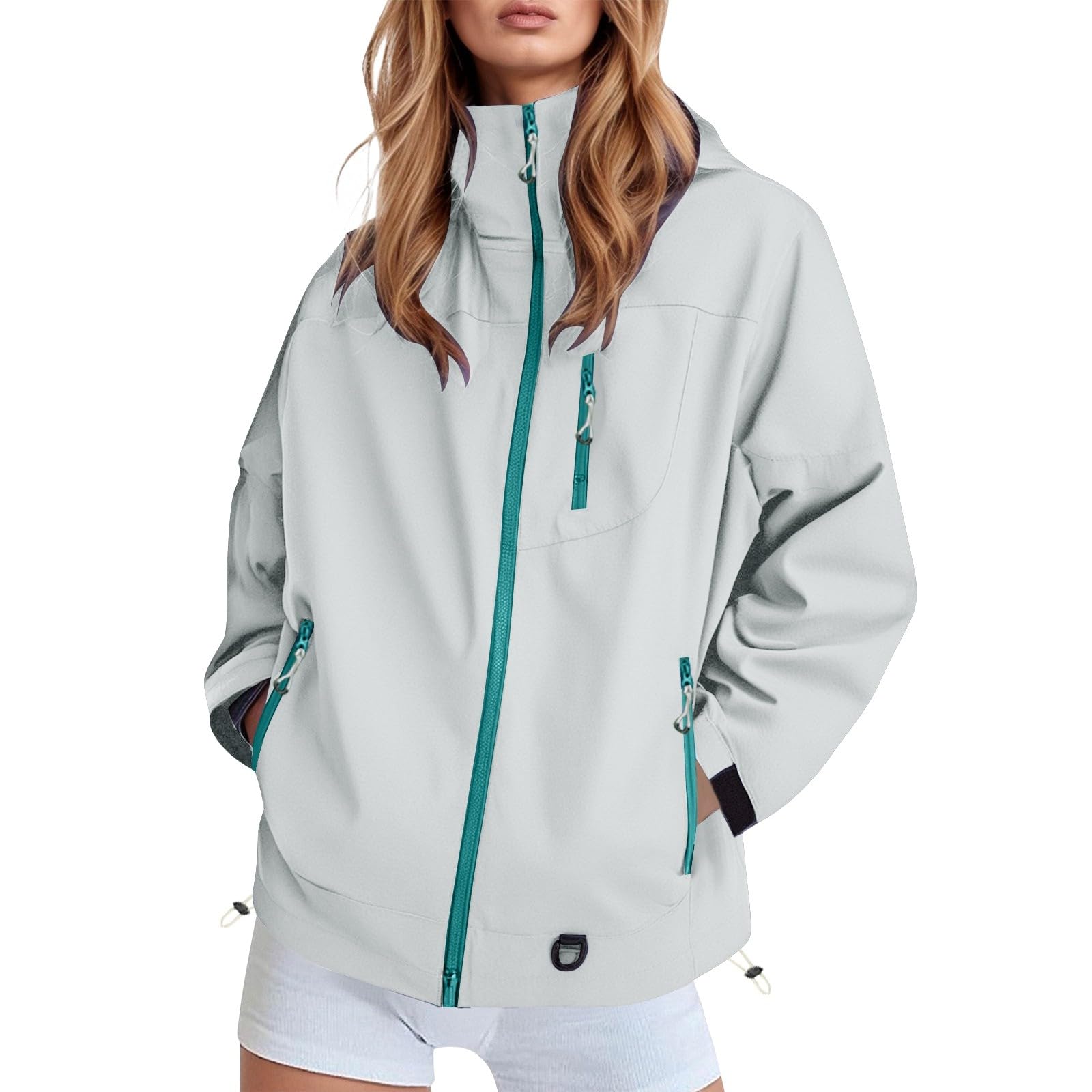 Chaqueta softshell para mujer con capucha ajustable impermeable y cortavientos 5