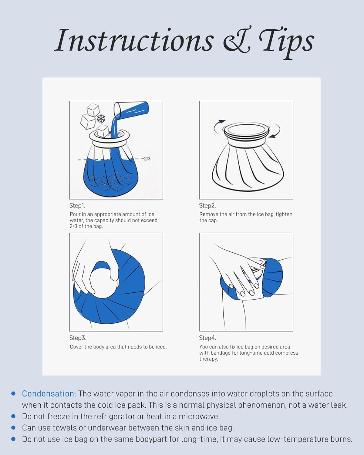 Bolsa de hielo reutilizable para lesiones, bolsa de hielo reutilizable, bolsa de agua caliente para aliviar el dolor, terapia fría y caliente, bolsa de hielo, bolsa de hielo elástica sin fugas,