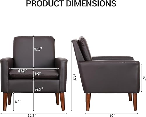 Miniatura 2 de Lohoms Silla decorativa de piel sintética, sillón tapizado, cómodas sillas de lectura para dormitorio, habitación de invitados, asiento de muebles