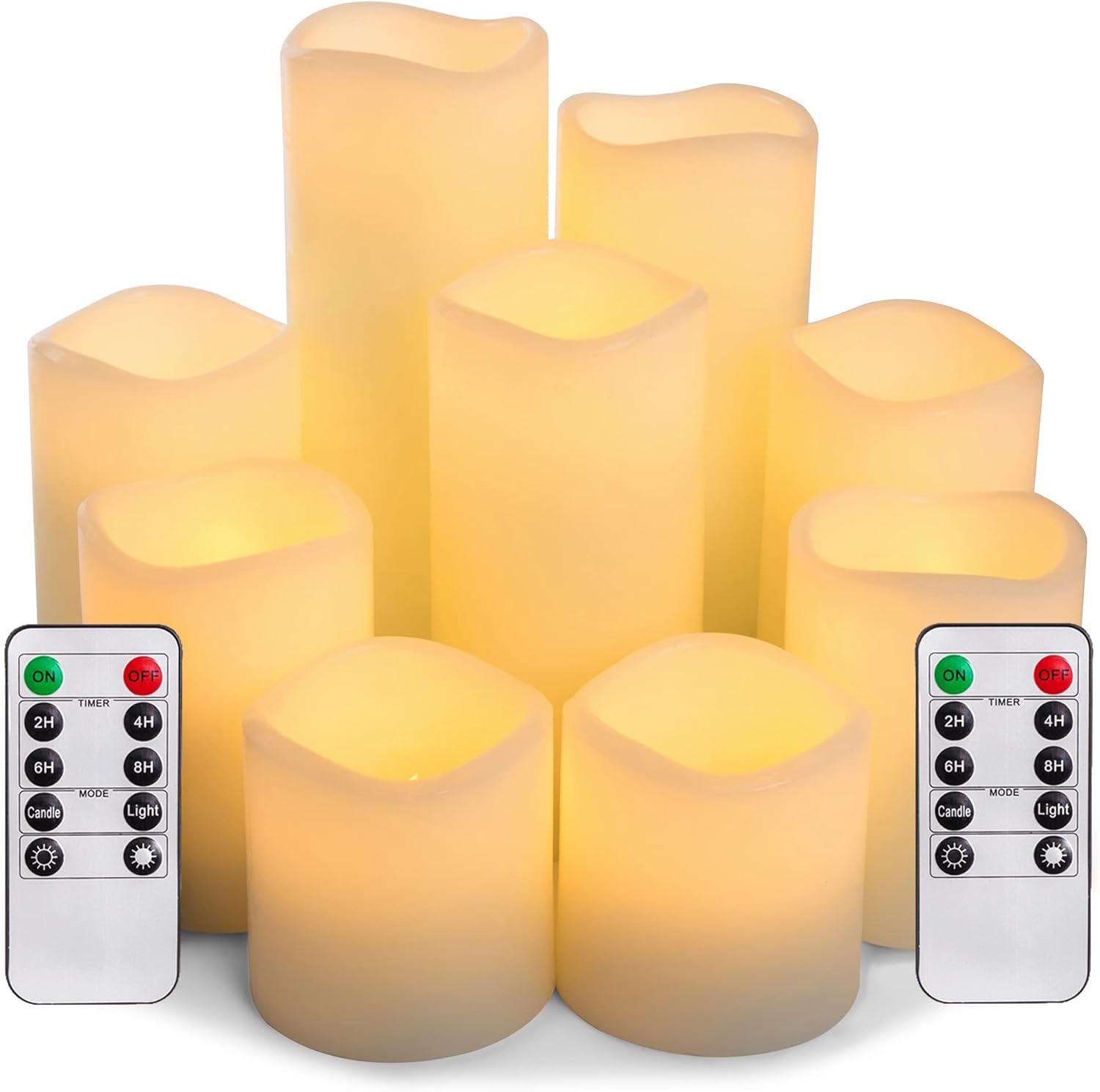 Pandaing Large Set of 9 Flameless Candles Battery Operated