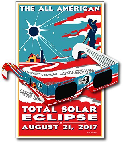 Eclipse Glasses for the Great American Eclipse 2017 (5 Pack) - CE & ISO Certified - Includes Commemorative Poster - Made in USA