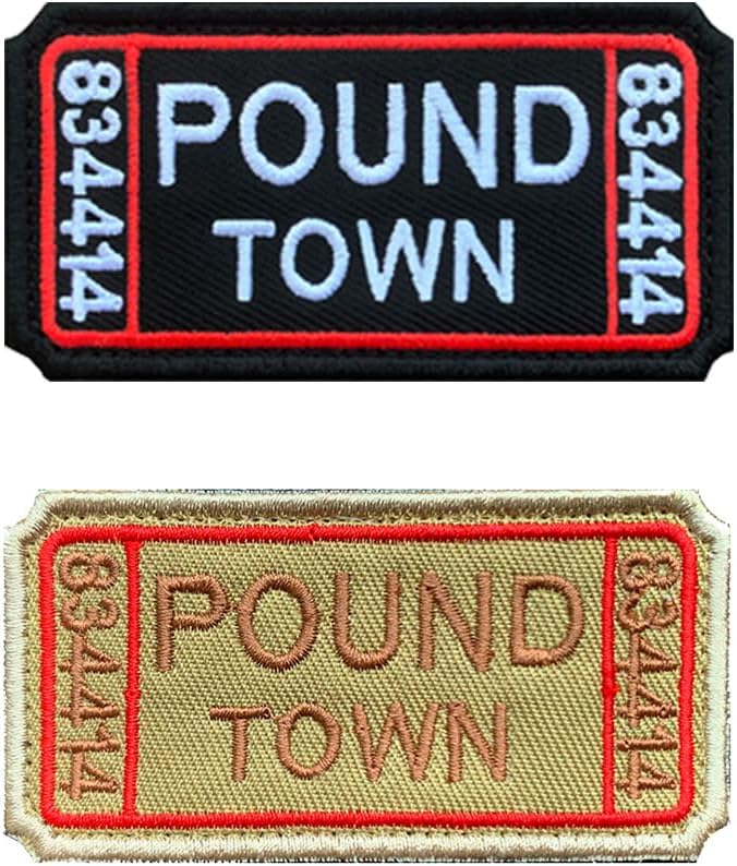 2 PCS Pound Town Tactical Embroidered Applique Emblem Patch for Armband,Pants,Clothes,Uniforms,Jackets,Pouch,Bags,Vests,Coat,Helmets,Biker,Jeans,Hats,Backpacks Hook and Loop Patch(Black Gray)