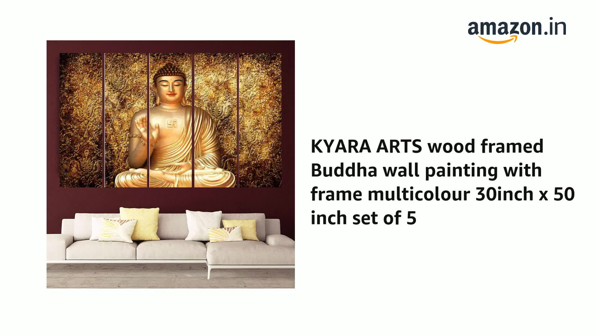 KYARA ARTS wood framed Buddha wall painting with frame multicolour
