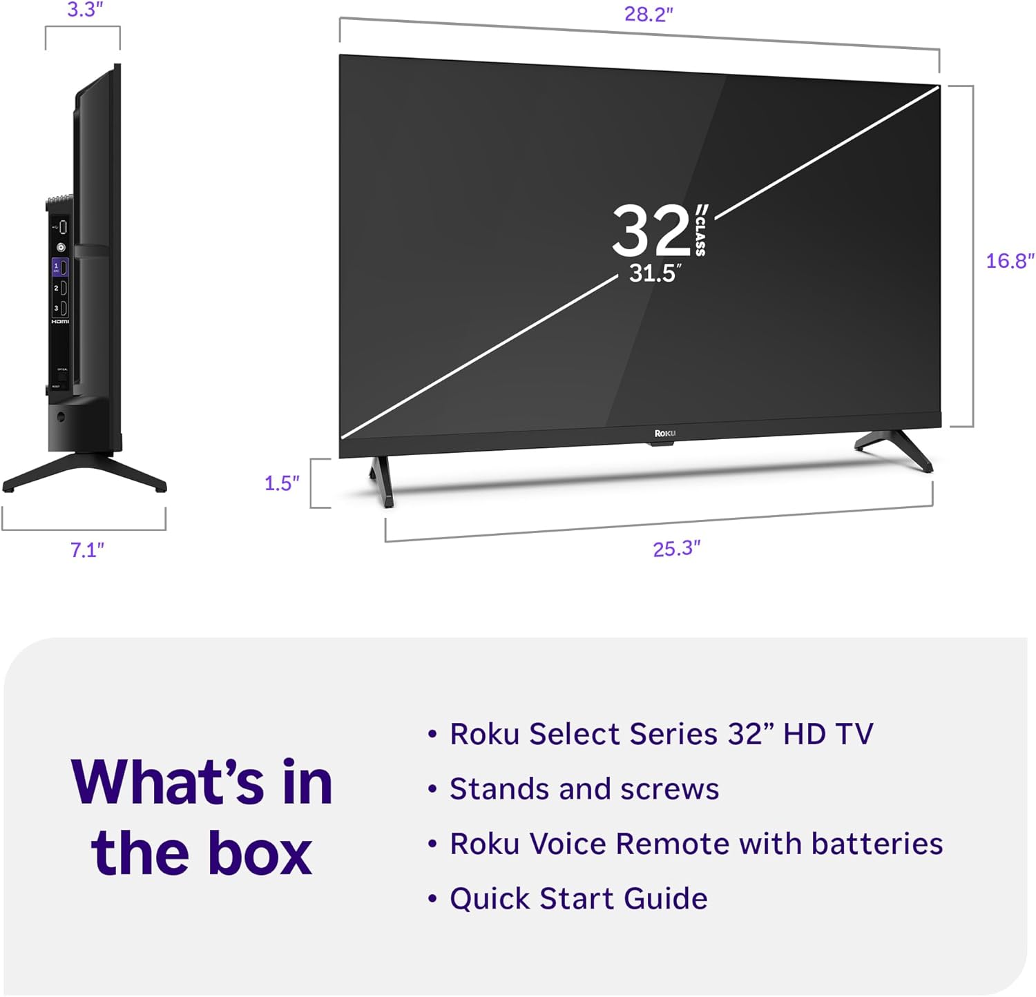Roku Smart TV – 32-Inch Select Series, 720p HD TV – Roku TV with Voice Remote – Flat Screen LED Television with Wi-Fi for Streaming Live Local News, Sports, Family Entertainment