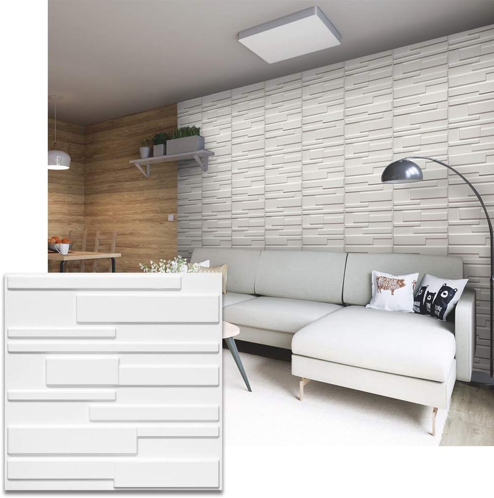 Urban Decor - Easy Peel & Stick Wall Puzzle, 3D Decorative Panels with Double-Sided Tape, Wall Decor for Home and Business (12pcs, 32sqft/Box) (Urban Brick)