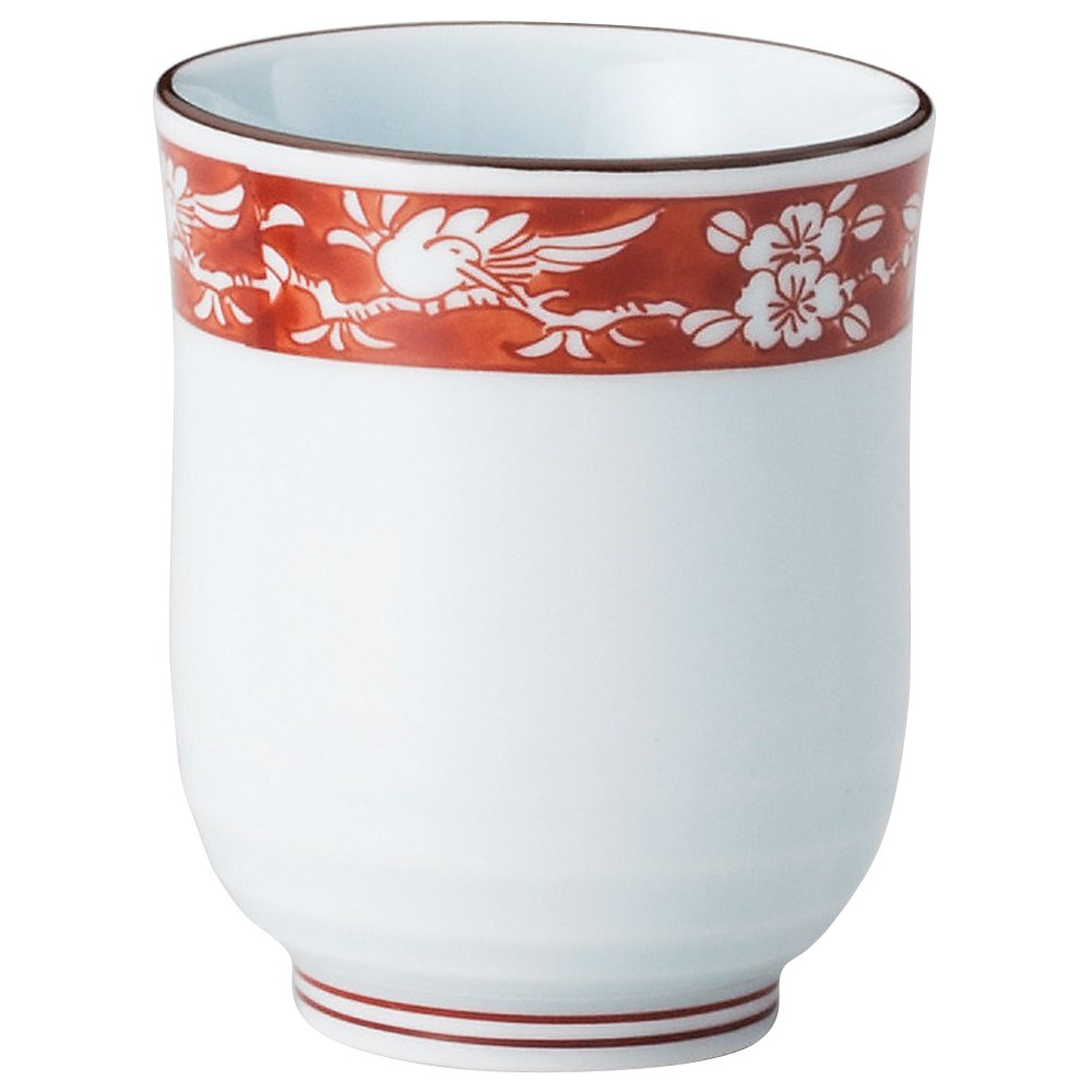 Amazon.co.jp: 山下工芸 湯呑み 強化磁器 φ7.8×8.2cm(180cc) 赤濃花鳥