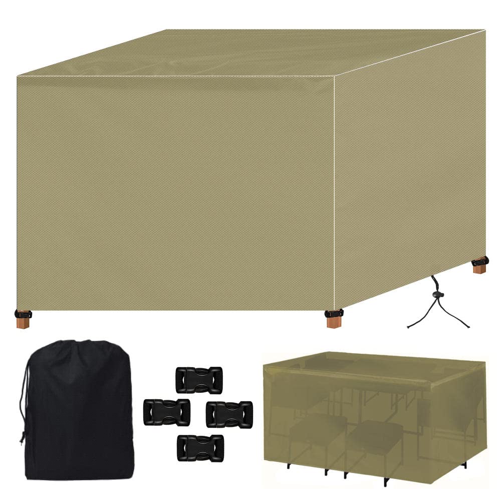Copertura per mobili da esterno, 150 x 120 x 71 cm, impermeabile e antivento, copertura per divano da patio, colore sabbia, tela cerata traspirante per giardino e salotto, protezione in tessuto Oxford