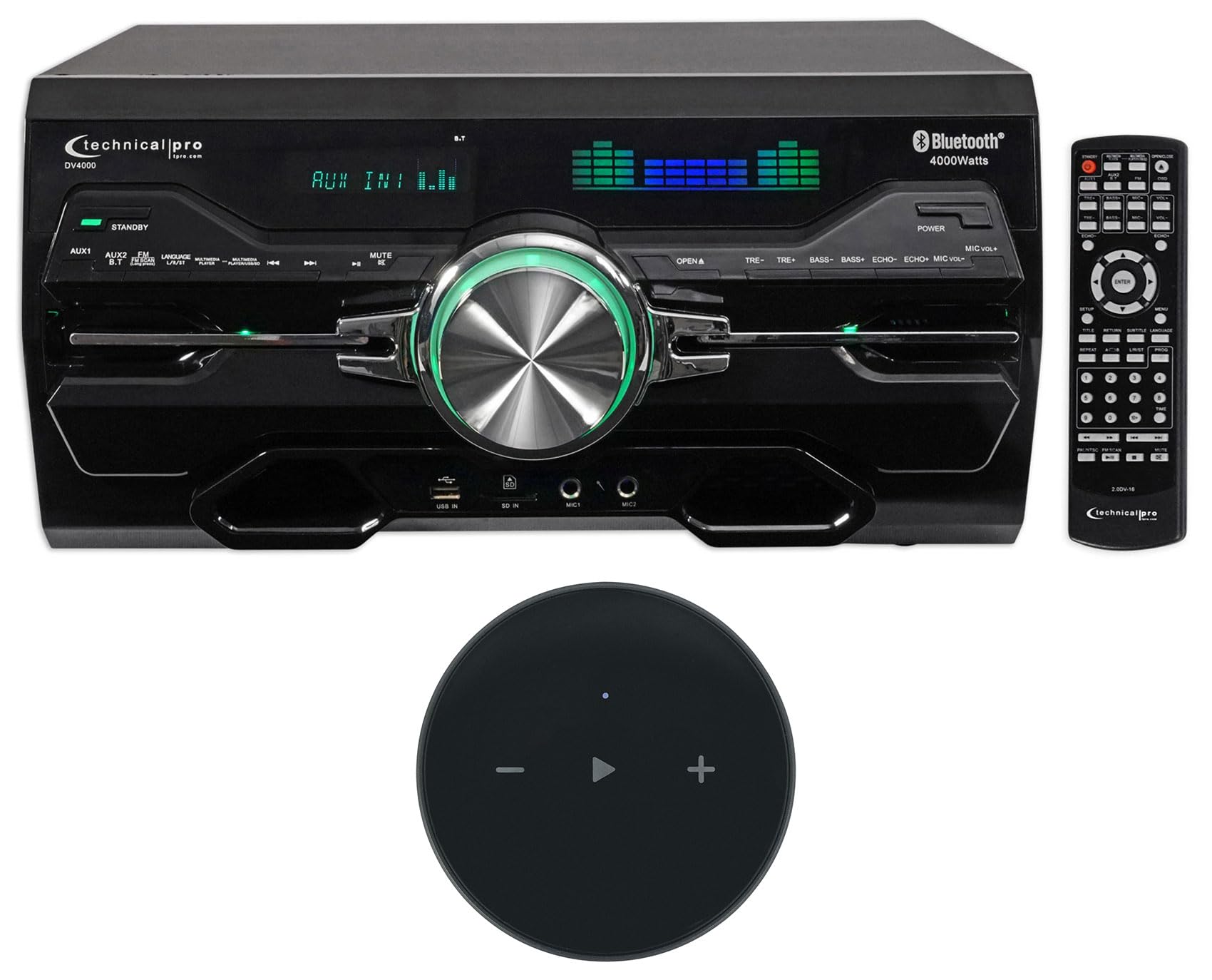 Audiosavings Bundle:(1) Technical Pro Professional 4000w Receiver/Amplifier/DVD Player Bluetooth Bundle with (1) Rockville Mini WiFi Music Player Wireless Audio Streaming Stereo Receiver (Items 2)