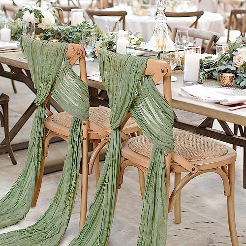Sage Green Cheesecloth Table Runner 4 Packs 10Ft Long Gauze Table Runner Rustic Sheer Runner For Baby Shower Cake Table Decorations #TOP5