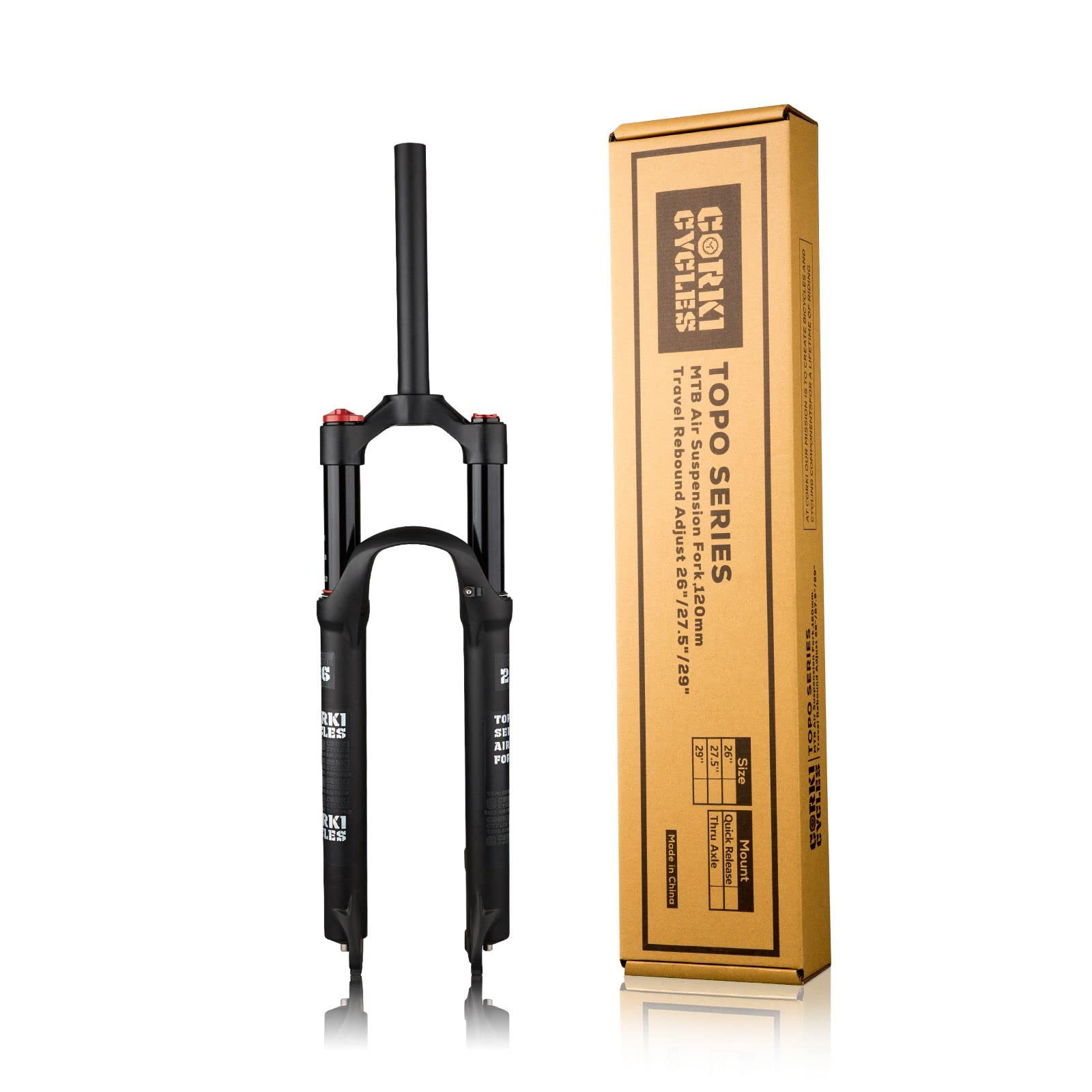 CorkiCycles Mountain Bike Air Suspension Fork Remote Control 26/27.5/29 Travel 120mm-QR 9mm- Straight MTB Front Forks