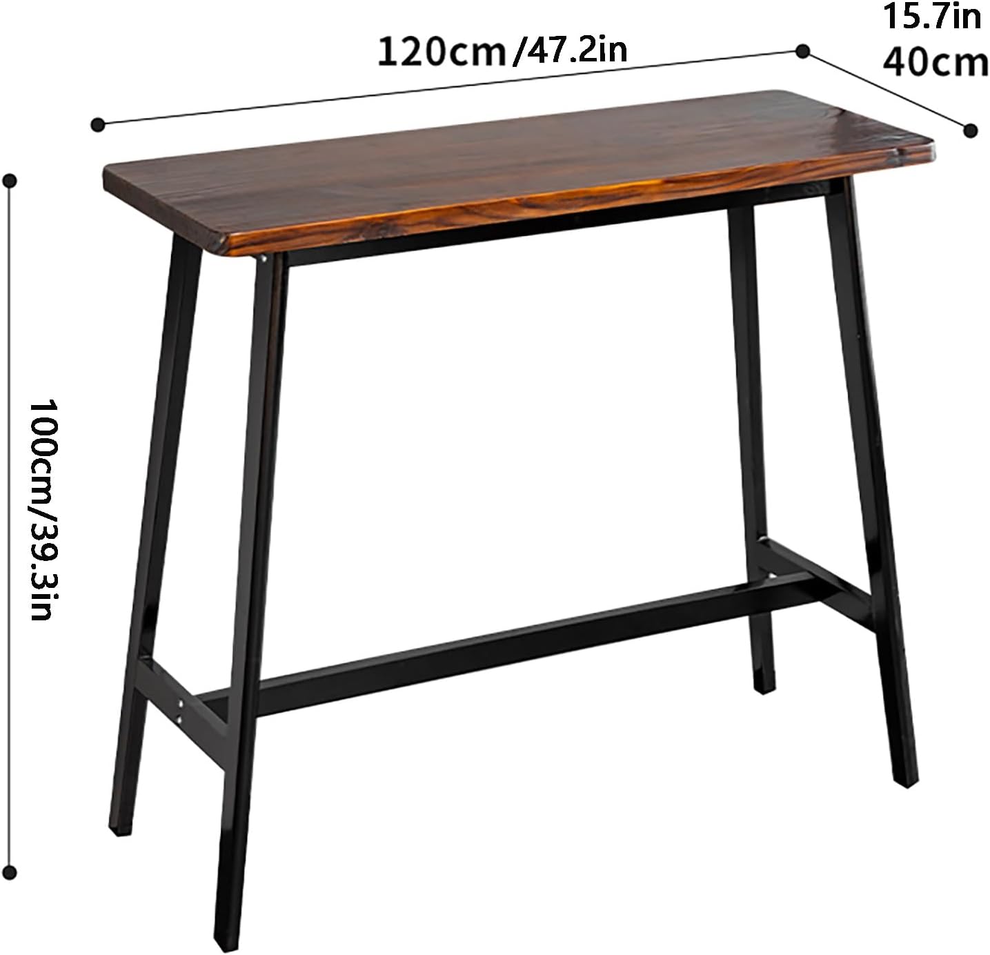 Narrow and Long Solid Wood Bar Table Home Light Luxury High Table Long Wall Bar Table Outdoor Balcony Coffee Table Counter Height Table Suitable for Family Milk Tea Shop Without Stools