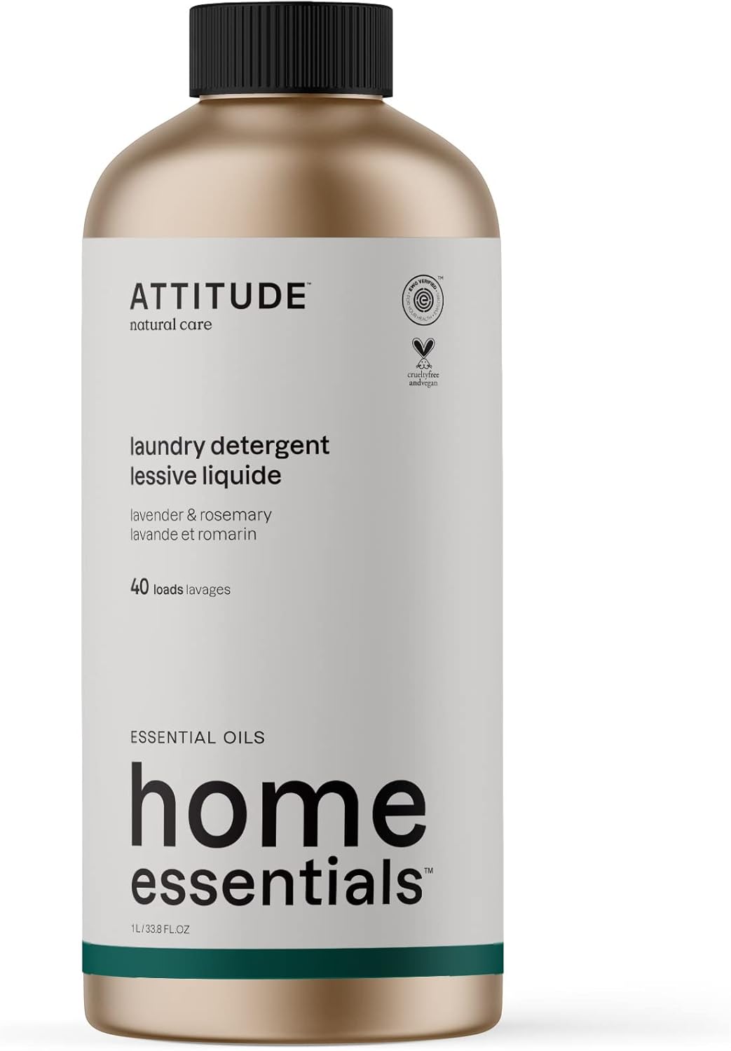 ATTITUDE Laundry Detergent with Essential Oils, EWG Verified, Vegan