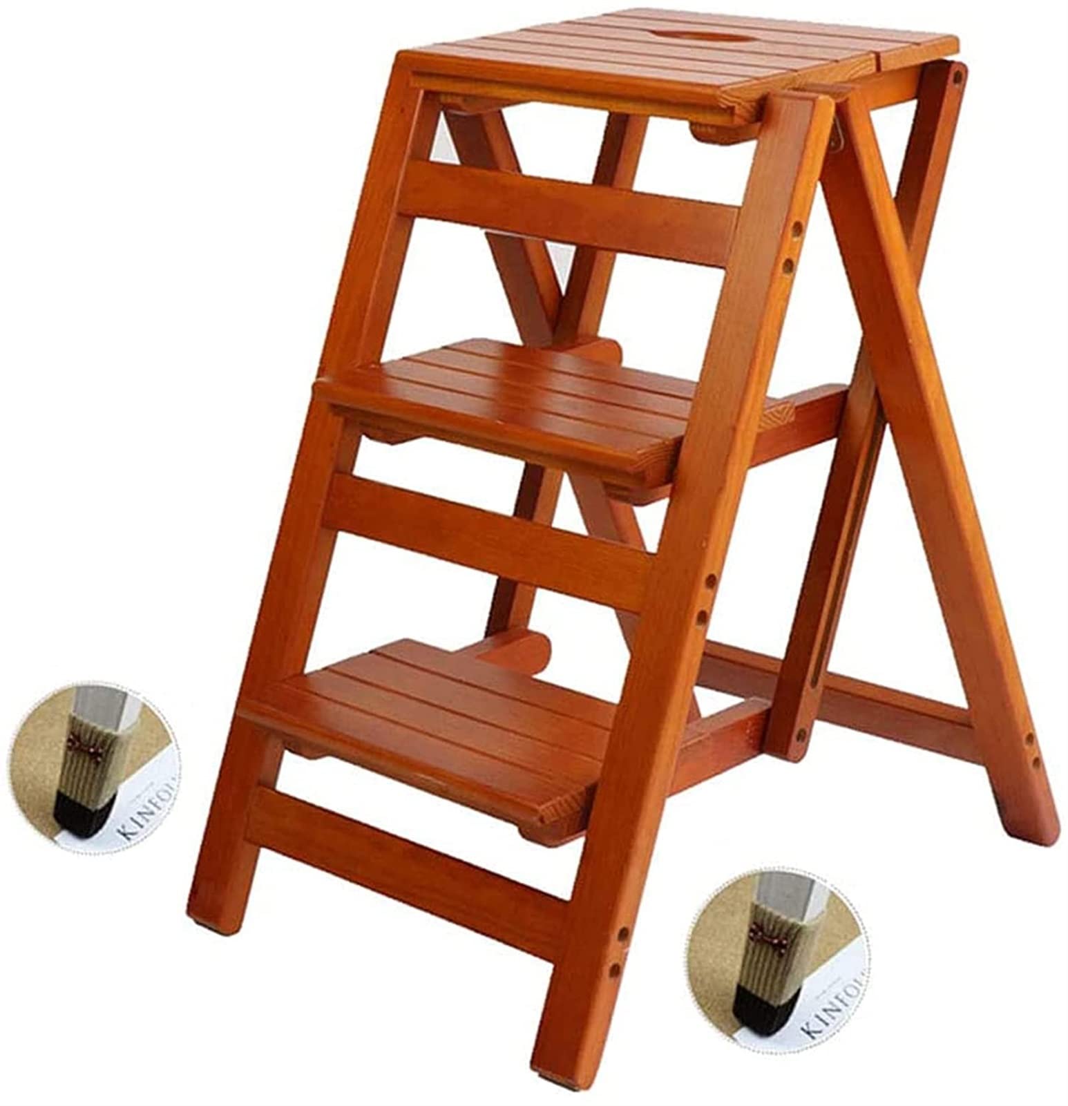 Taburetes de madera de cocina plegables y asiento de silla de escalera portátil