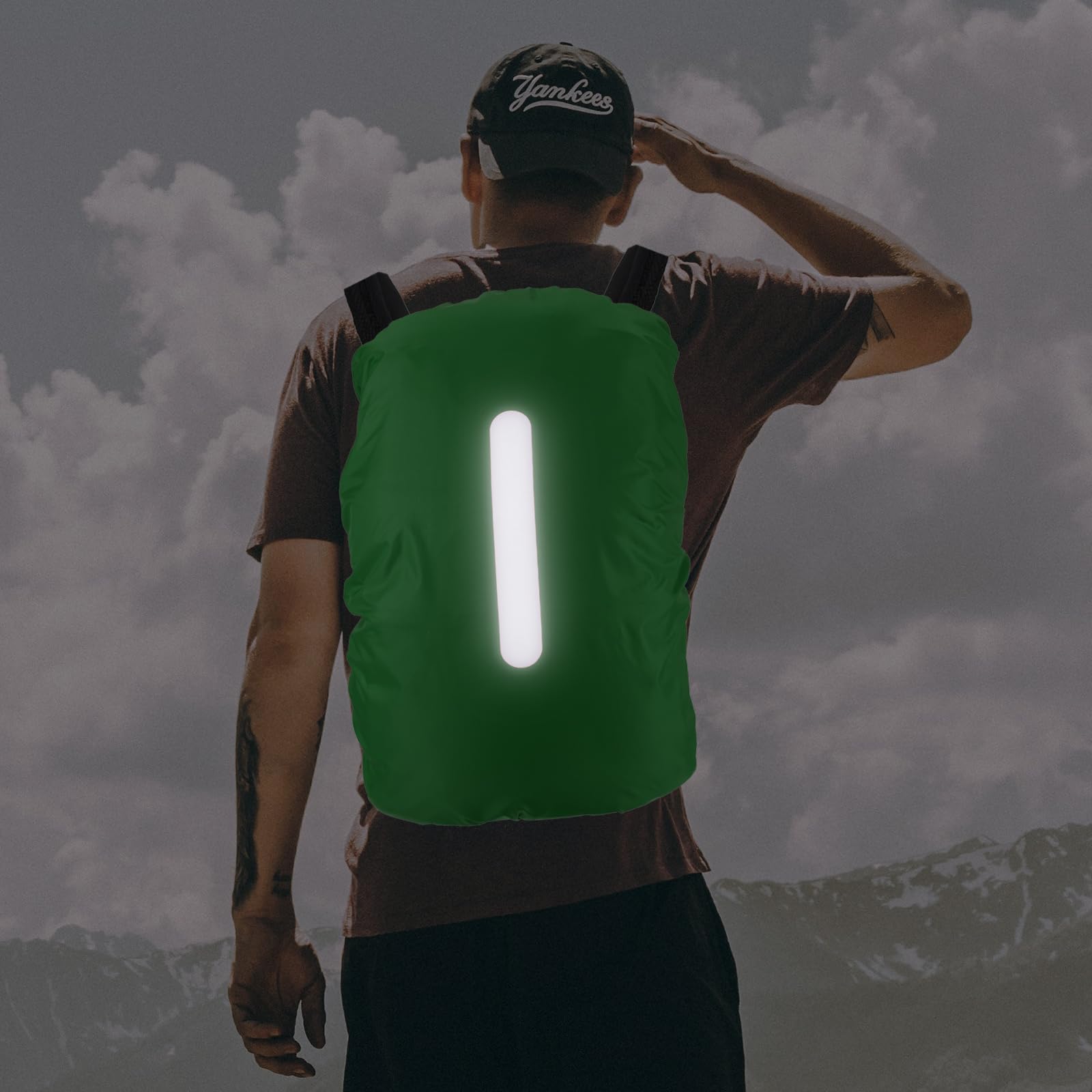 M METERXITY Backpack Rain Cover - Waterproof Lightweight Cover with Vertical Reflective Strap, Apply to Cycling/Hiking/Mountain Climbing (55-65L, L, Light Green)