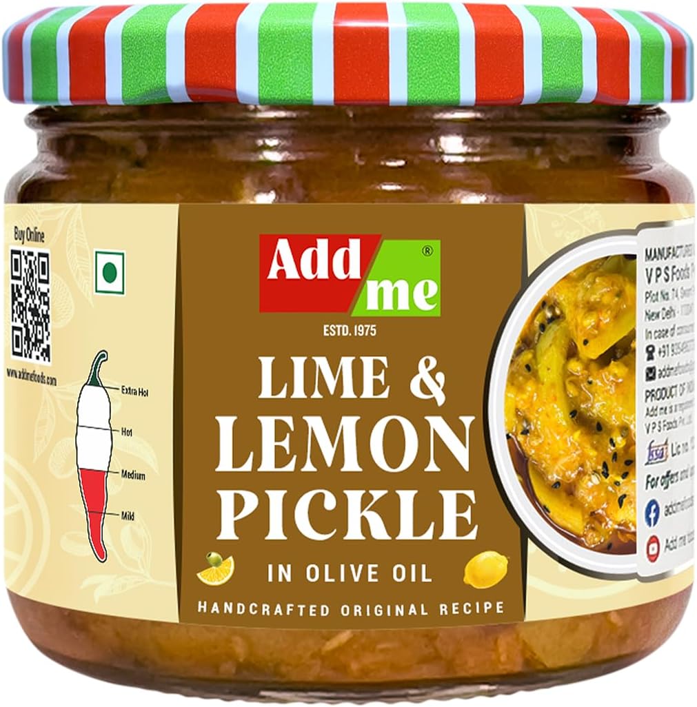 Add Me Lemon Pickle in Olive Oil 300g | Nimbu ka Achar in Olive Oil 300gm | Homemade Pickles Glass Pack