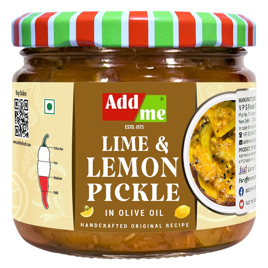 Add Me Lemon Pickle in Olive Oil 300g, Nimbu ka Achar in Olive Oil 300gm, Homemade Pickles Glass Pack