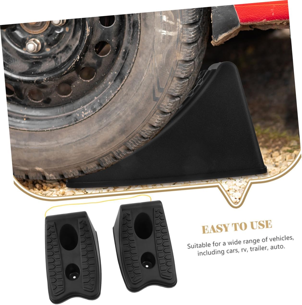 4pcs Heavy Duty Wheel Chocks for Cars and Rv Trailers Non- Tire Stoppers for Slopes Material Essential Accessory for Travel Safety