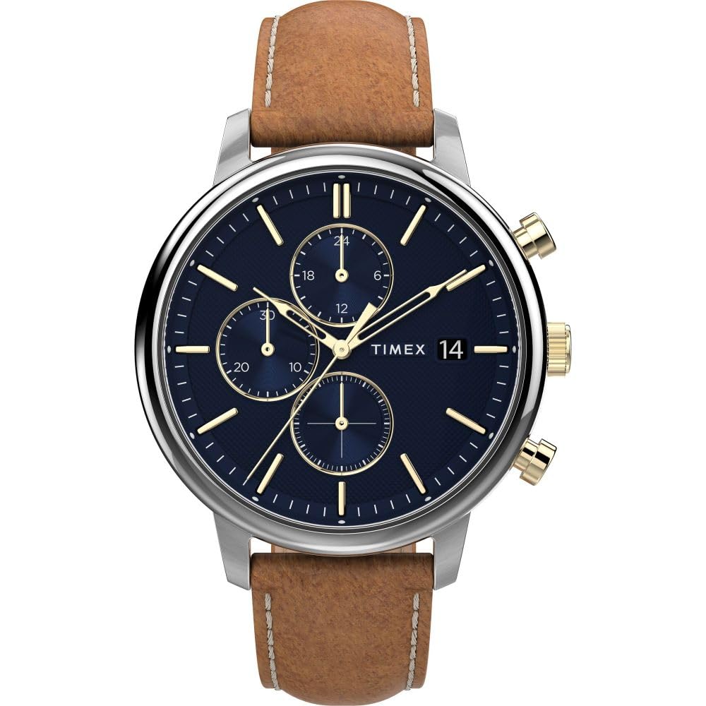 TIMEX Leather Men Blue Analog Dial Watch- Tw2U39000Uj, Band_Brown (B08N1MXX6J) Amazon Price History, Amazon Price Tracker