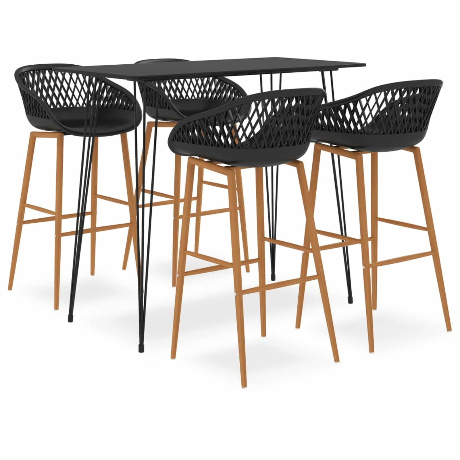 Ensemble de Bar 5 pcs Noir,Ensemble Bar De Jardin,Ensemble De Bar D'Extérieur,Mobilier De Jardin
