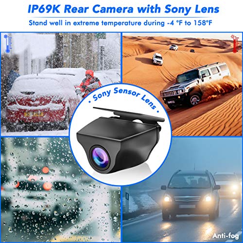 PORMIDO Mirror Dash Cam-Backup Camera 12"Large Full Touch Split Screen Front and Rear View Camera 1296P HD Waterproof Back up Car Camera 170° Wide Angle,Starlight Night Vision,Parking Monitor, SD Card