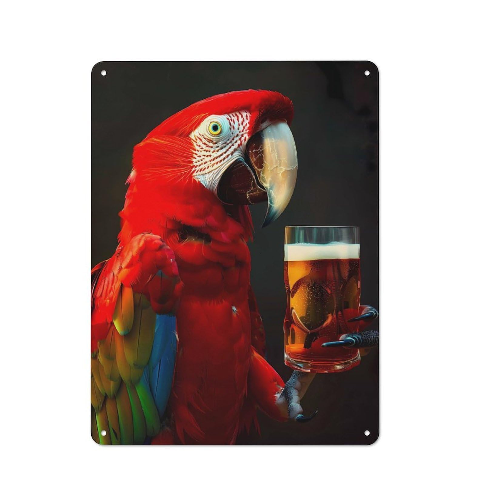 Vintage Parrot Beer Decorative Tin Plaque 40x30cm, Room Wall Plaque for Hallway, Home Bar, Garage Or Study