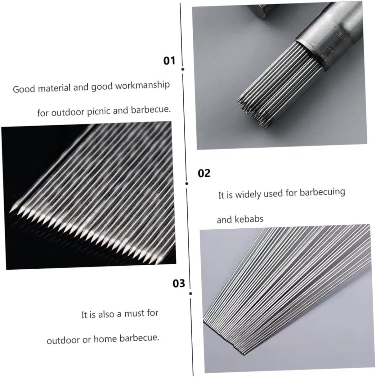 BESPORTBLE 100pcs Quality Bbq Skewers Round Stainless Steel for Kabob Grilling Accessories Skewers for Grilling