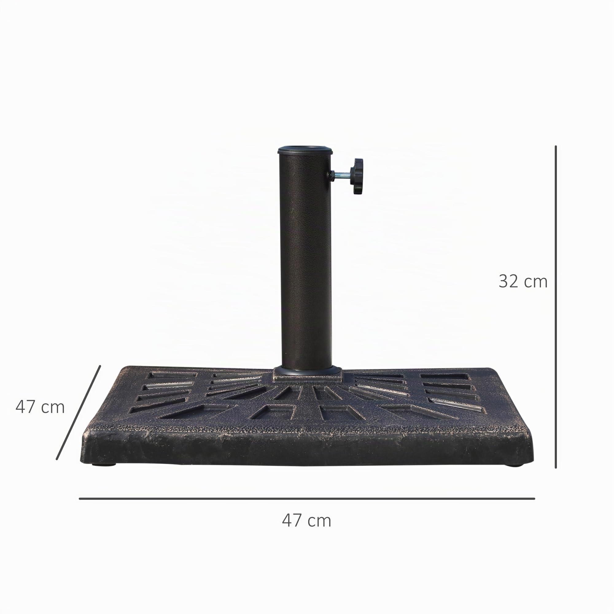 Outsunny Base de Sombrilla 15 kg Resina Ø3,8/4,8 cm 47x47x32 cm Bronce | Soporte para Parasol, para Mástiles, Terraza Exterior Patio Jardín Playa