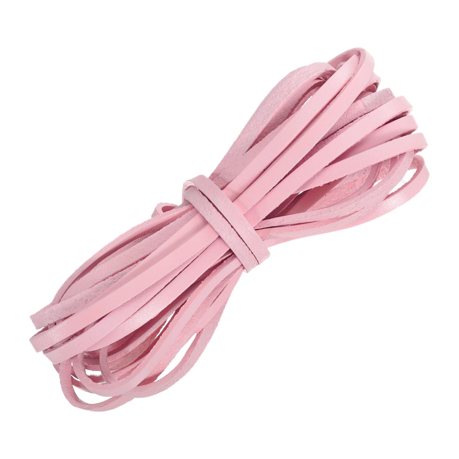 sourcing map Flat Leather Cord, 5.5 Yard 4mm Leather String Strips Lacing for DIY Crafts Making Bracelet Purse Strap, Pink