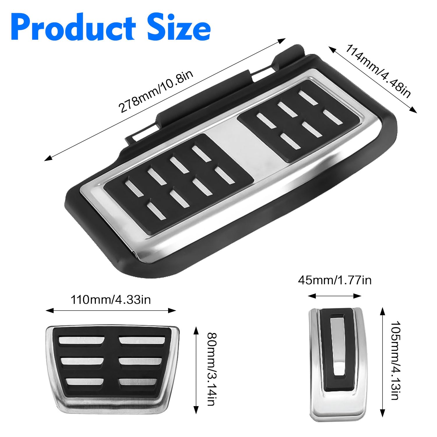 Pedalabdeckung t5, langlebig, pedalabdeckung t5, passend für Volkswagen Golf 7 Tiguan L Tanyue 19 Sagitar 18 Bora Lingdu 20 Tukai Gasbremspedal (Nero + Bianco)