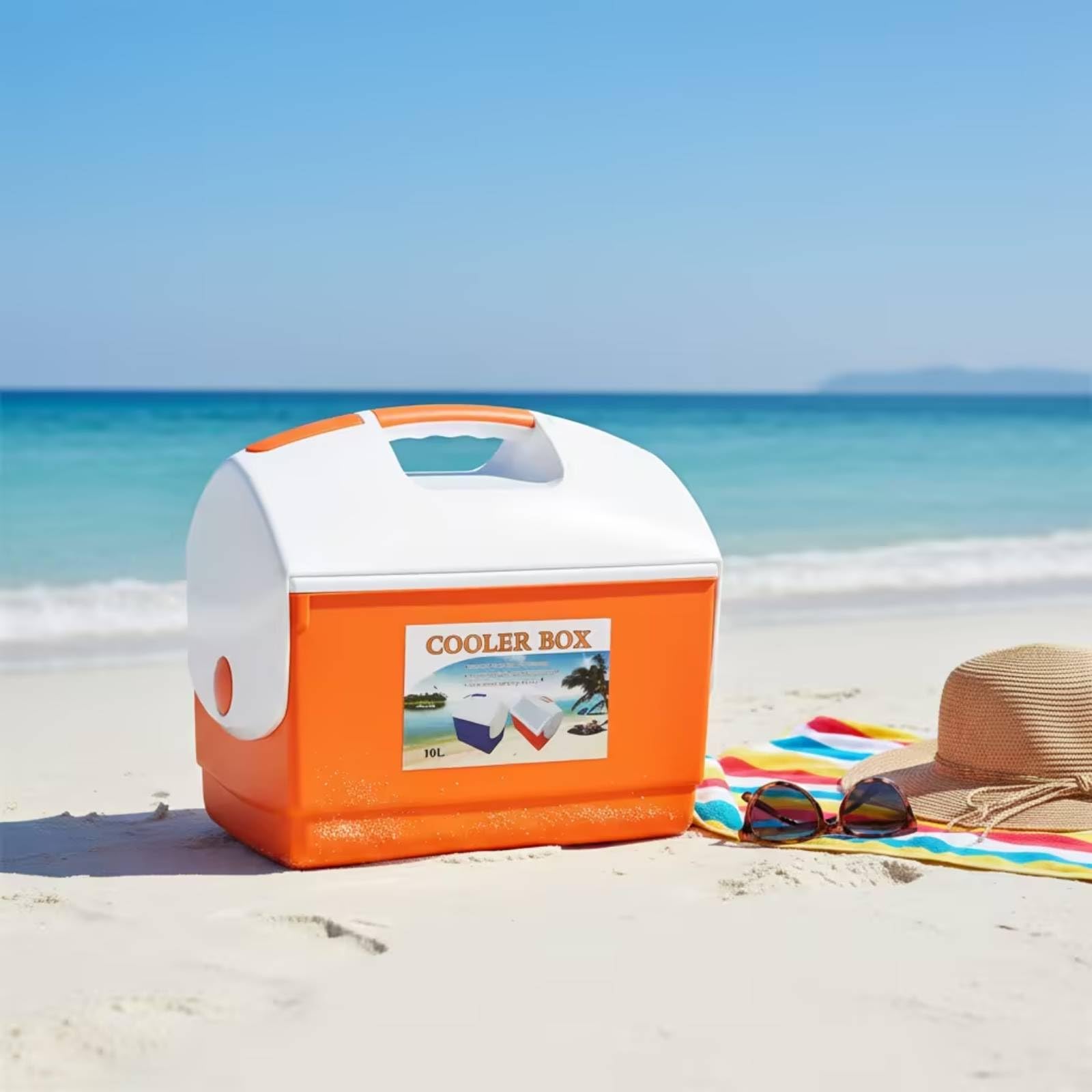 Nevera Portátil con Asa Uso Intenso Nevera Rígida Plástico Doble Tono Caja Aislada Rectangular para Camping, Pesca, Playa