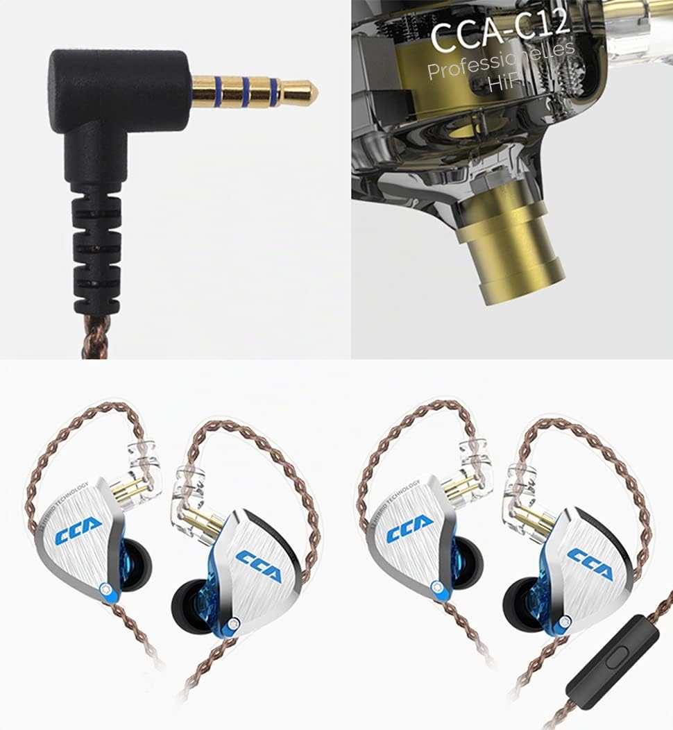 CCA C12 5BA 1DD Stereo Bass Kopfhörer In Ear Kopfhörer mit Kabel Noise Cancelling Sport Earbuds Headset für Musiker Audiophile Sänger DJ