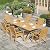 HERA'S HOUSE 7 Pieces Outdoor Dining Set, Expandable Wooden Patio Table Chairs, Acacia Wood Furniture with Rectangular Table for Backyard Garden Lawn Deck