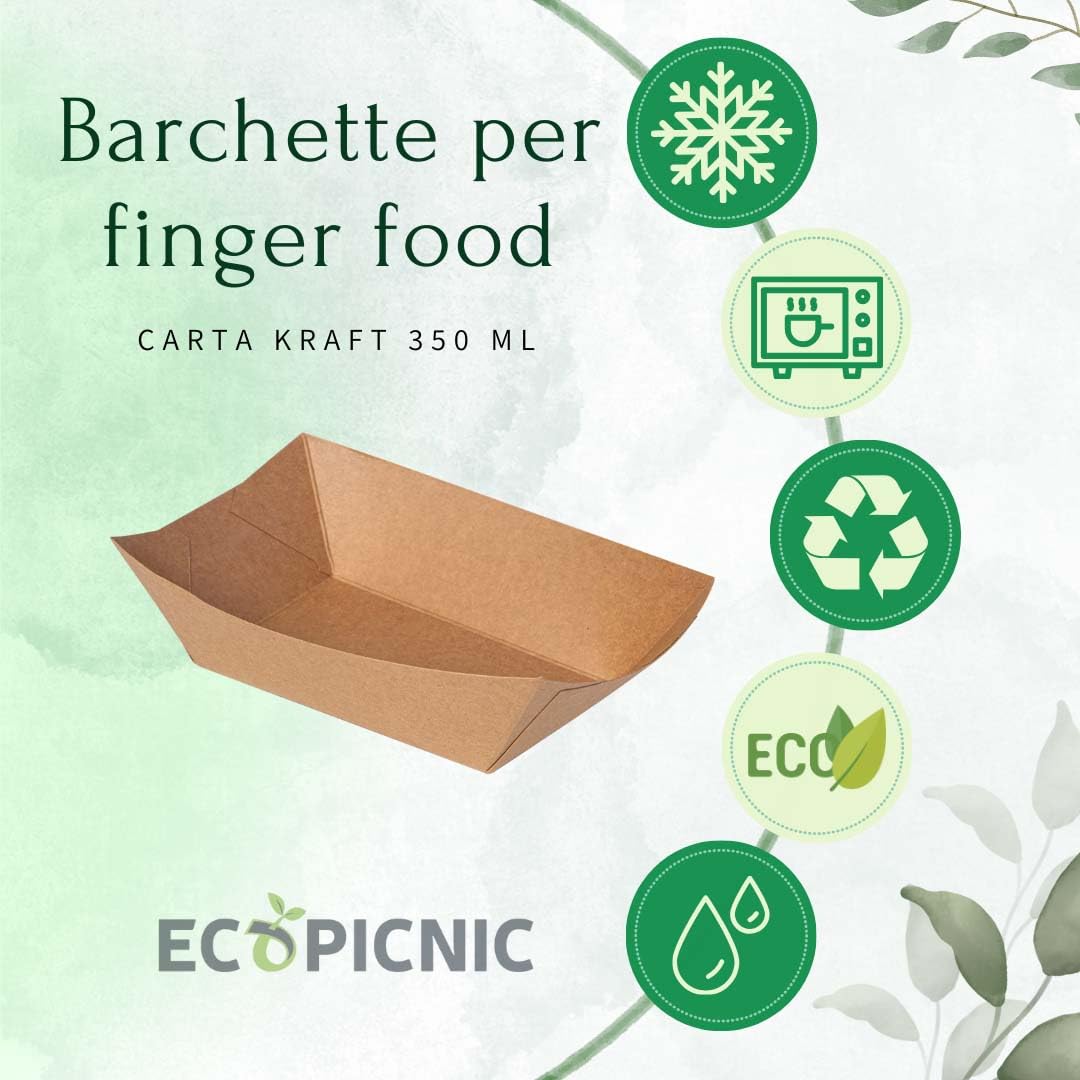 Lodi Kraft in Carta 350 ml - Confezione da 1000 Pezzi | Vassoi Monouso per Finger Food, Patatine, Alimenti da Asporto, Ideali per Feste ed Eventi