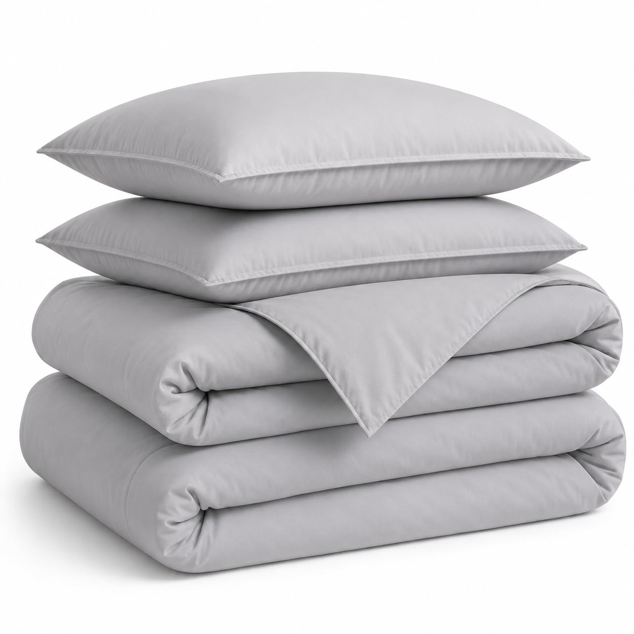 NIGHTZONE Microfibre Duvet Cover Set – Ultra Soft, Wrinkle-Free & Breathable Bedding, Lightweight & Fade-Resistant Quilt Cover with Pillowcases (Silver, Double)