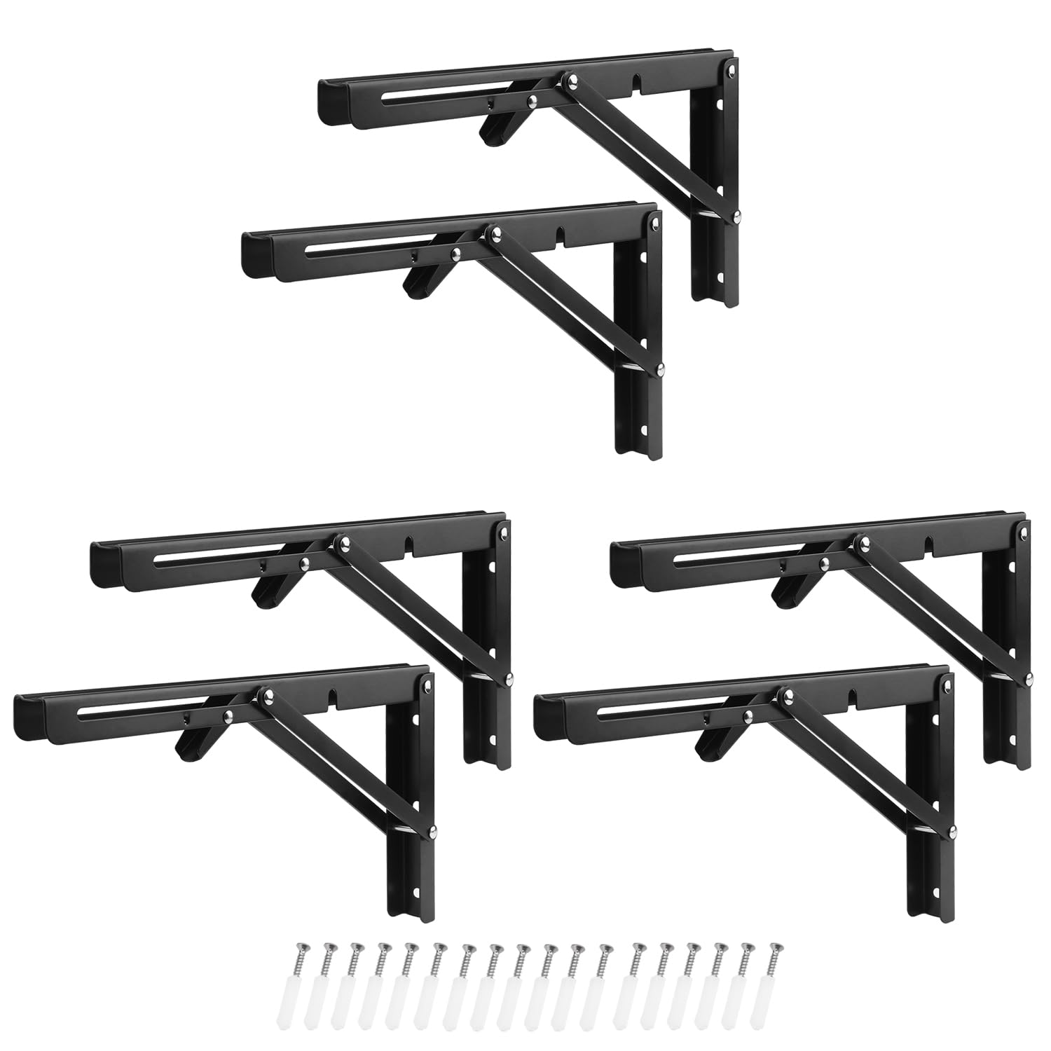 3 Paar 6 Stück 30,5 cm faltbare Regalhalterungen, Metall, zusammenklappbare Regalhalterung für Bank, Tisch, robuste Regalhalterung, Wandmontage, platzsparend, DIY-Halterung, von GENHAKON.