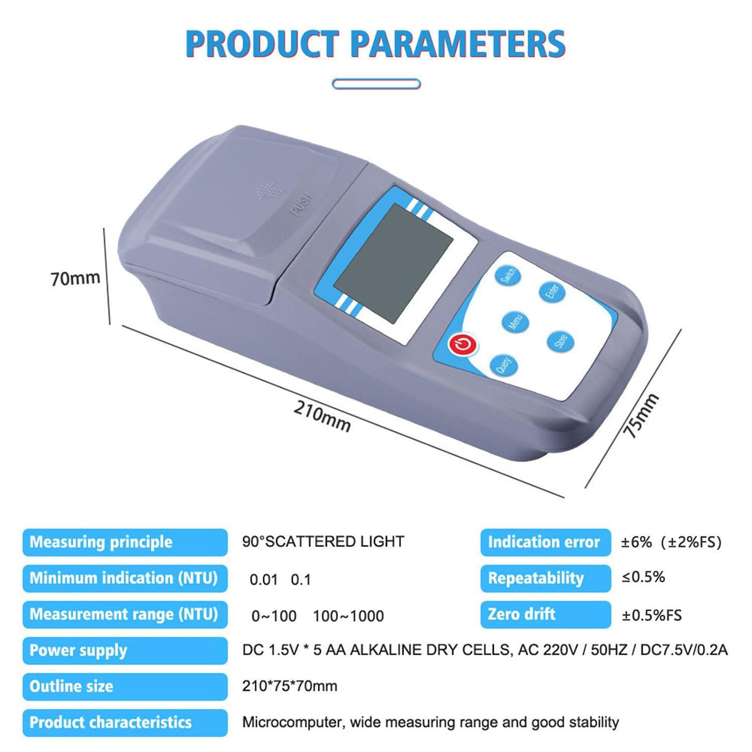 Tragbares Turbidimeter Kit, Trübungsmessgerät 0~1000 NTU für Wasseraufbereitung und Prüfung im Labor, Weinindustrie, genauer und zuverlässiger Wasserqualitätstester