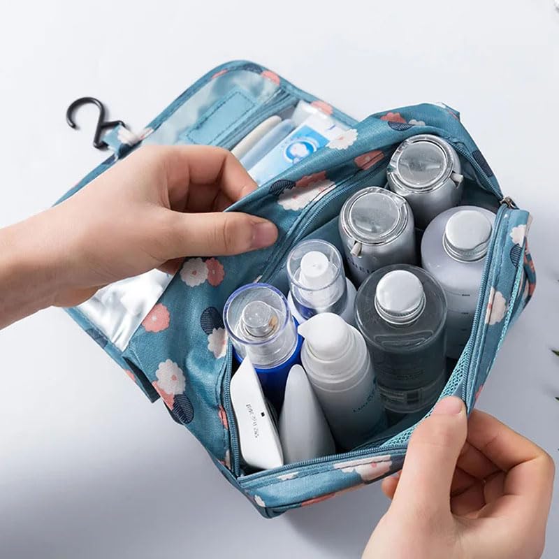 Borsa da Toilette, Trousse cosmetica da Donna, Astuccio da Viaggio Impermeabile, Organizer per Articoli da Toilette, Beauty Case, Contenitore per Il Trucco da Bagno con Gancio, lav