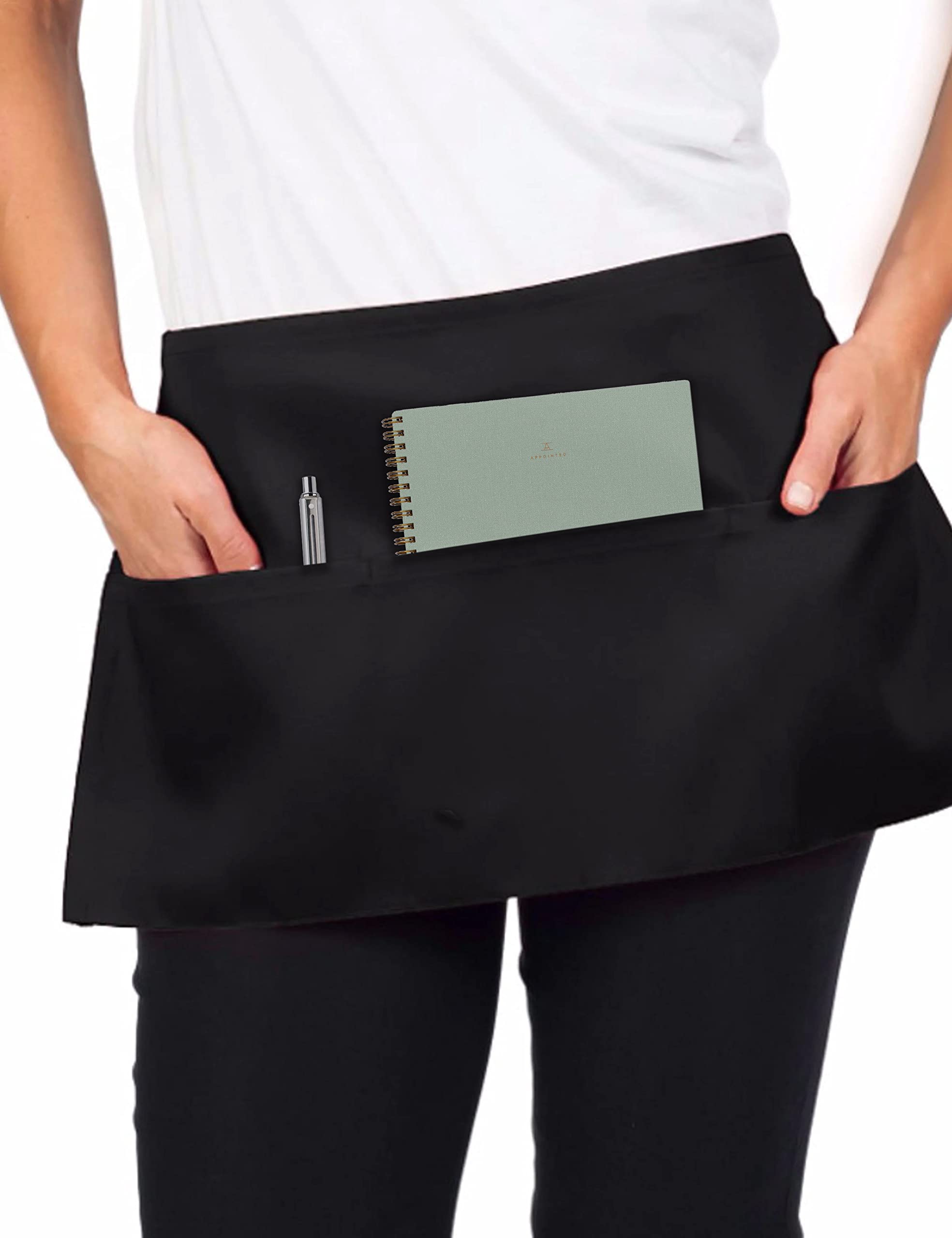 Waist Apron,Half Apron,Server Aprons with 3 Pockets,Aprons For Women,Waiter and Waitress Apron with Pockets,Waist Apron with Pocket,Aprons for Servers (1 Pack)OEKO-TEX MADE IN GREENOEKO-TEX MADE IN GREENOEKO-TEX MADE IN GREEN