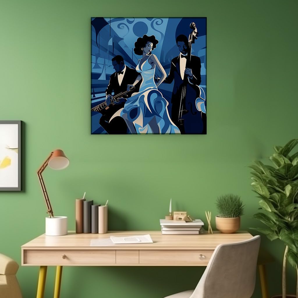 Canvas for Living room. Elegant Jazz Trio Transports Audience to Roaring Twenties with Enigmatic Performance, 27 x 18 inch Canvas Wall Art - Modern Home Decor - 69x46 cm (27x18 inch)