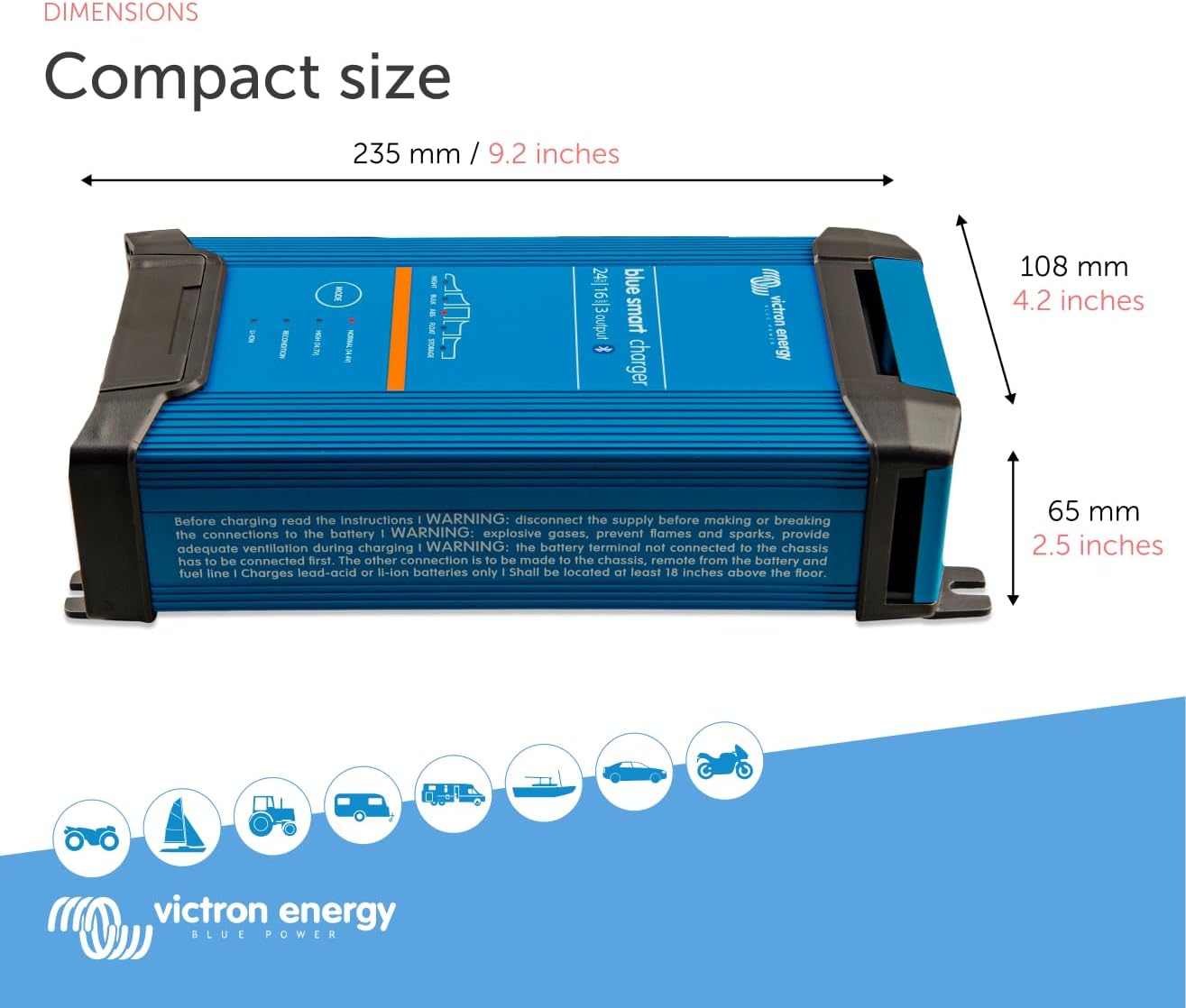Victron Energy Blue Smart IP22 Charger dimensions