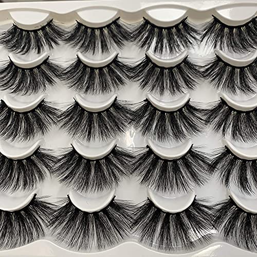 25MM False Eyelashes Dramatic Lashes Long Fluffy Fake Lashes FANXITON 3D Faux Mink Lashes 10 Pairs Pack