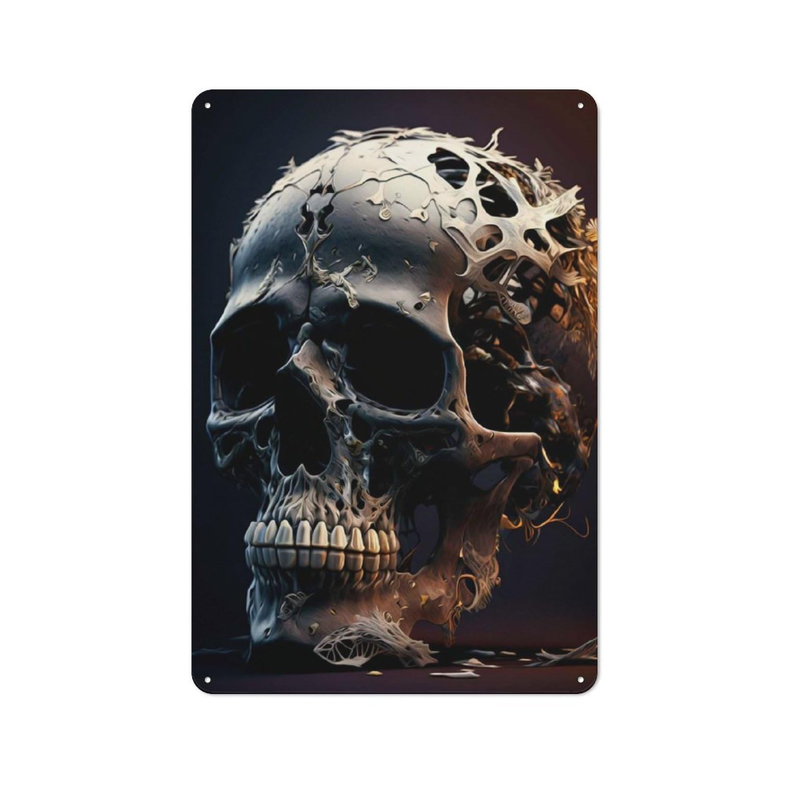 Metal Sign 30x20cm with Abstract Skull for Garage Wall, Vintage Decor, Winter Wall Decor for People Furnishing A Garage