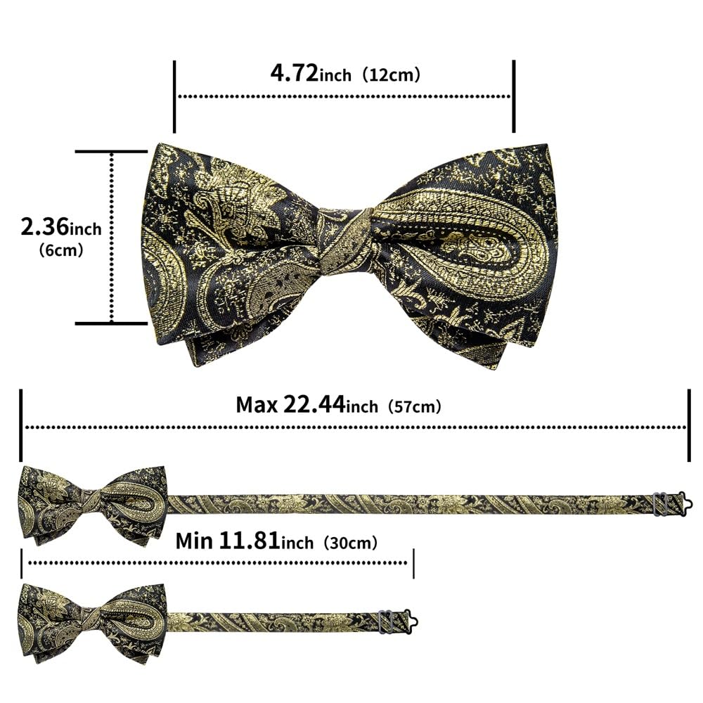 JFDBGU Pre-tied Bowties Handkerchief Cufflinks for Man Wedding Causal Adjustable Bow Ties Knot Gift